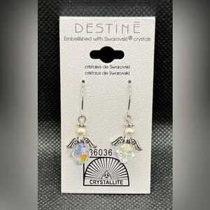 🩶DESTINE🩶Silver Angel Earrings with Swarovski Crystals/NIP